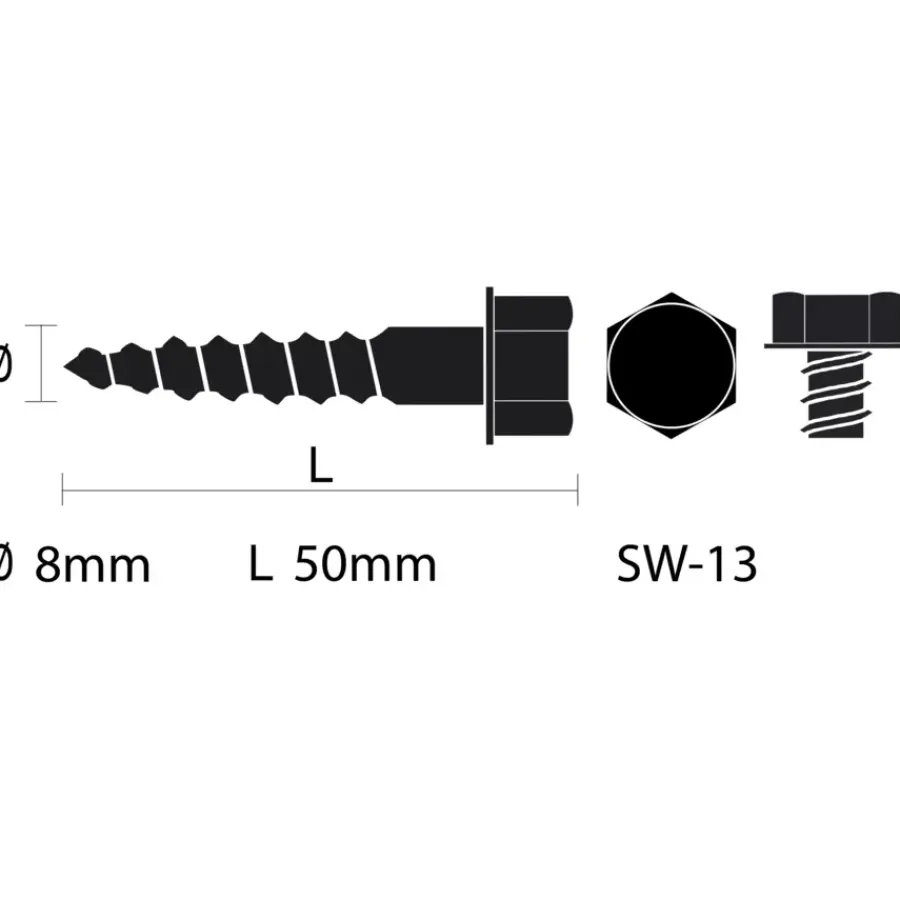 KARWEI Houtdraadbout rvs M8x50 mm 15 stuks