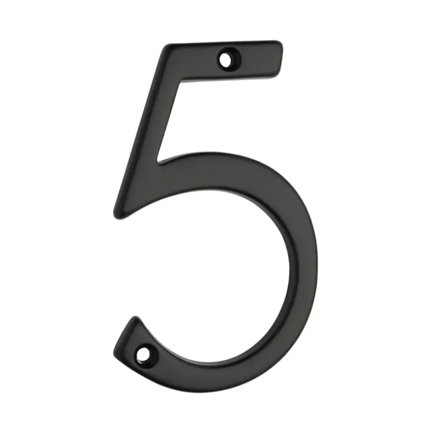 Huiscijfer 5 aluminium zwart