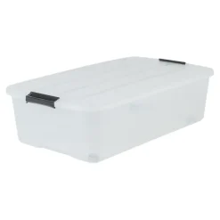 Iris Bedrollerbox click 40 liter transparant met grijze clips inclusief deksel