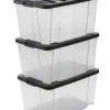 Iris Handybox Opbergbox - 45L - Kunststof - Transparant/zwart - Set van 3