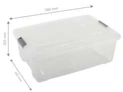 Iris opbergbox Click 30 liter transparant met grijze clips inclusief deksel