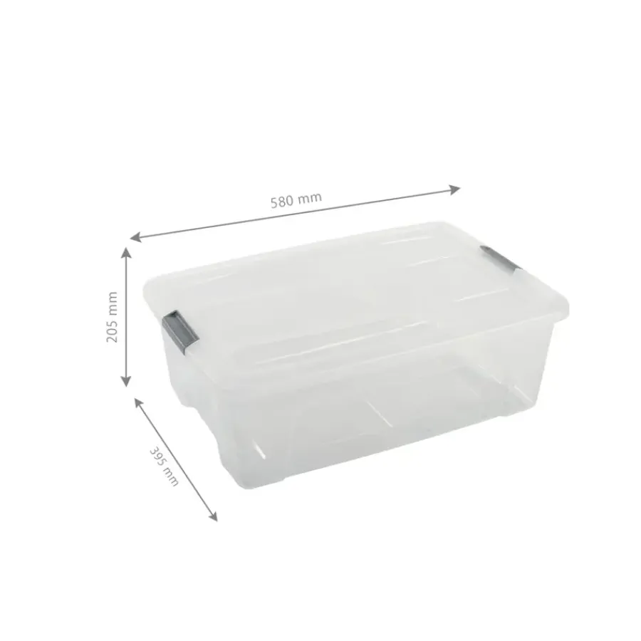 Iris opbergbox Click New Top box 30 liter transparant met grijze clips en deksel