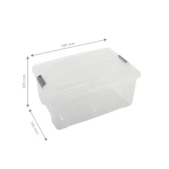 Iris opbergbox Click Topbox 45 liter transparant met grijze clips en deksel