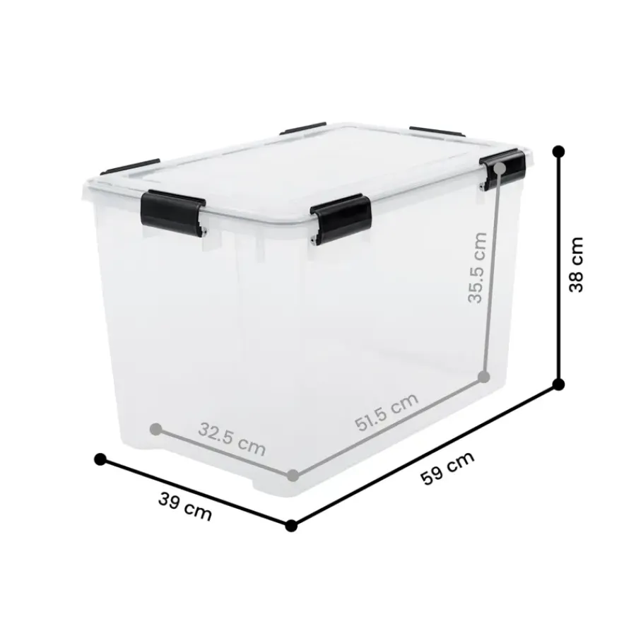 Iris opbergbox luchtdicht kunststof transparant 70 L