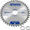 Irwin cirkelzaagblad Ø184 mm. Inclusief reduceerringen waardoor geschikt voor asgat 16, 20 en 30 mm, vertanding 40T