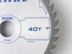Irwin cirkelzaagblad Ø184 mm. Inclusief reduceerringen waardoor geschikt voor asgat 16, 20 en 30 mm, vertanding 40T