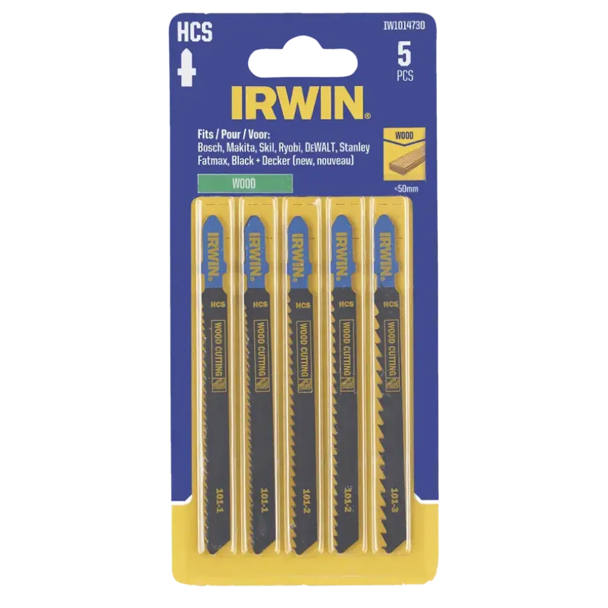 Irwin decoupeerzaagbladenset T-aansluiting voor hout - 5-delig