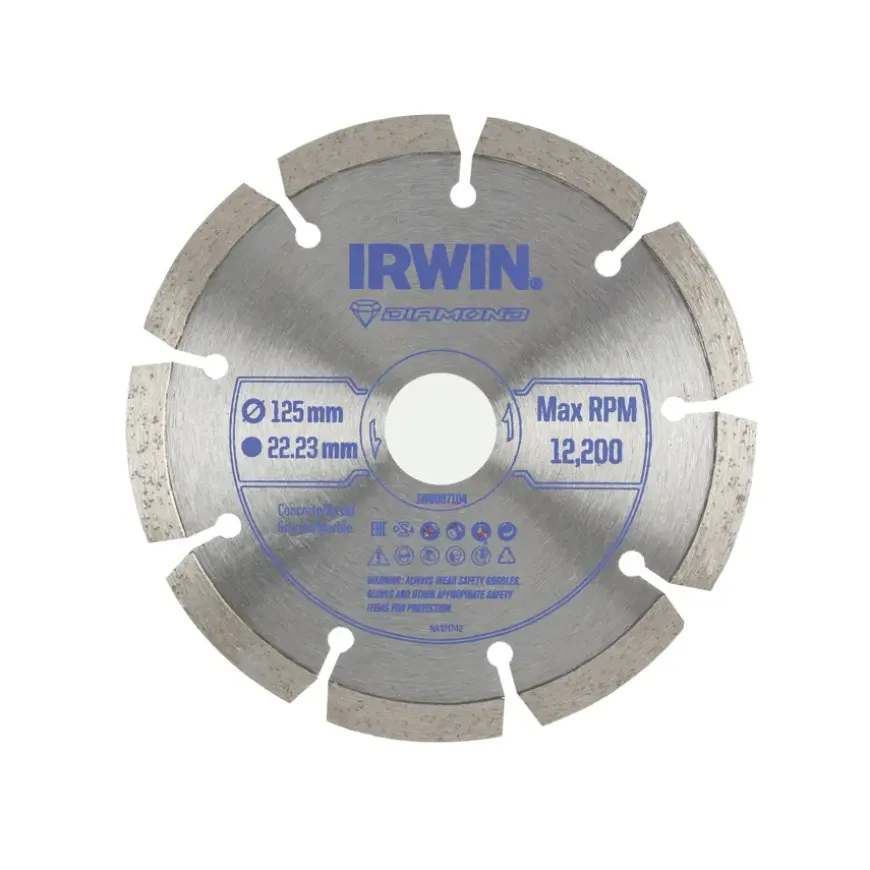 Irwin diamantschijf voor haakse slijper Ø125 mm. Voor steen.