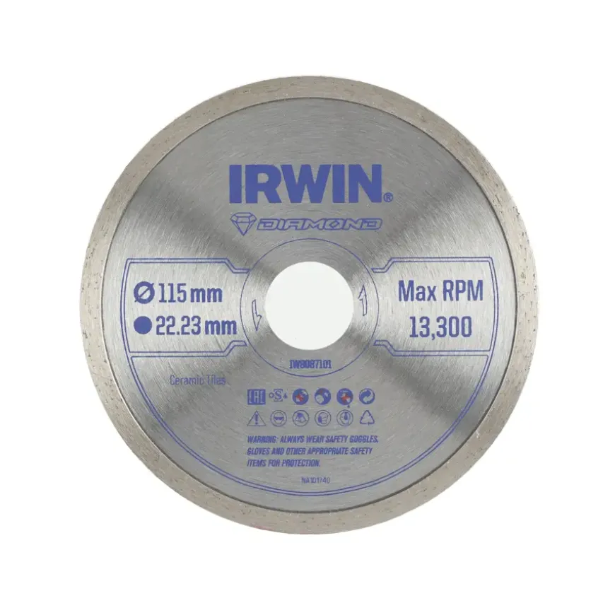 Irwin diamantschijf voor haakse slijper Ø115 mm. Voor kermamiek.