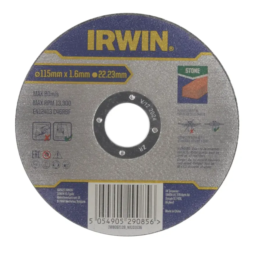 Irwin Pro doorslijpschijf Ø115 mm. Dikte 1.6 mm. Voor steen.