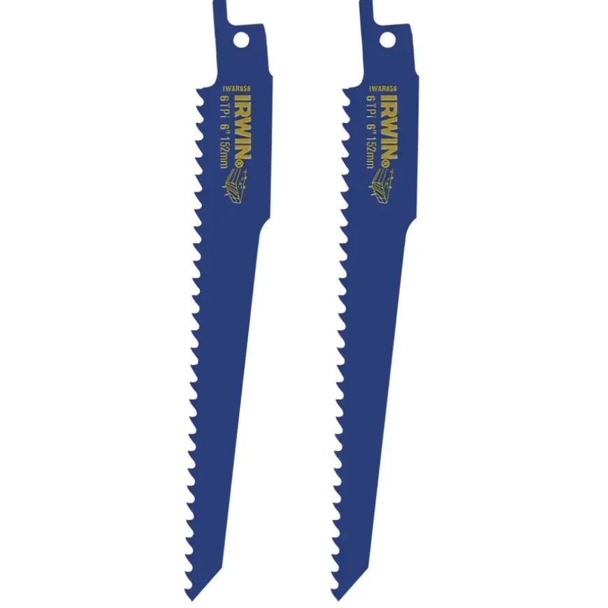 Irwin reciprozaagblad vertanding 6T bi-metaal voor hout met spijkers - 2 stuks - 150 mm
