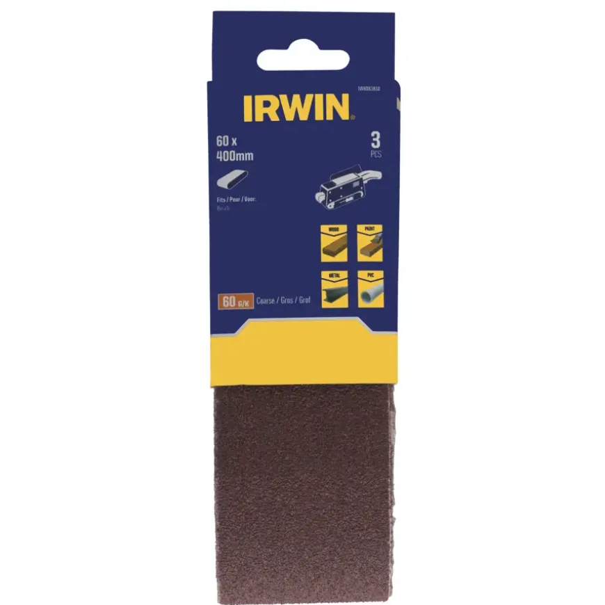 Irwin schuurband 60 x 400 mm K60 voor Bosch PBS60, 3 stuks