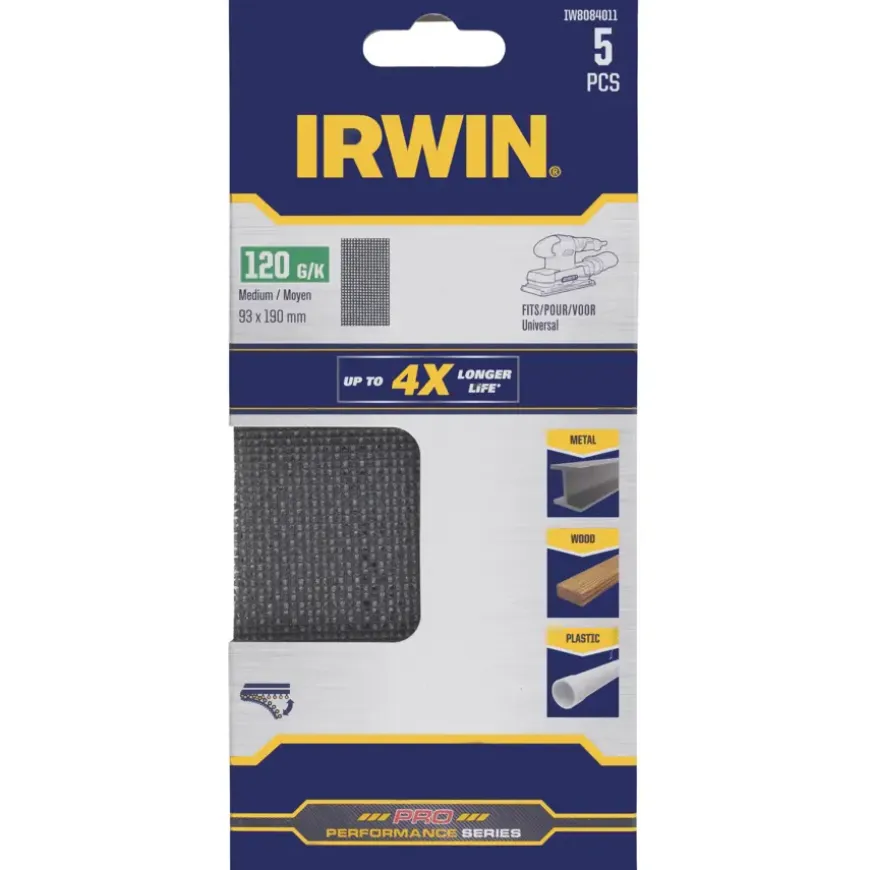 Irwin schuurgaas 190 x 93 mm K120 zelfhechtend 5 stuks.