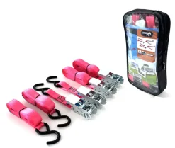 Jumbo spanbanden set met S-haken en eindloos - roze - 4 stuks
