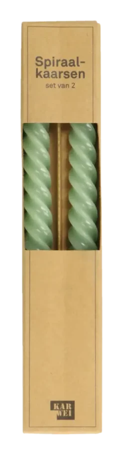 Geen Kaars spiraal groen 25 cm - set van 2