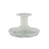 Geen Kandelaar glas groen wit 11x11x7,5cm