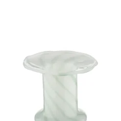 Geen Kandelaar glas groen wit 11x11x7,5cm