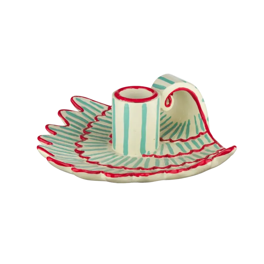 Geen Kandelaar schelp keramiek blauw/rood