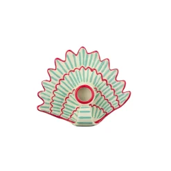 Geen Kandelaar schelp keramiek blauw/rood