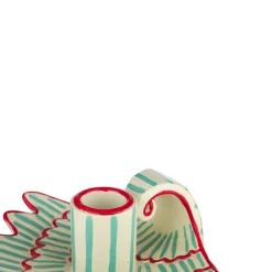 Geen Kandelaar schelp keramiek blauw/rood
