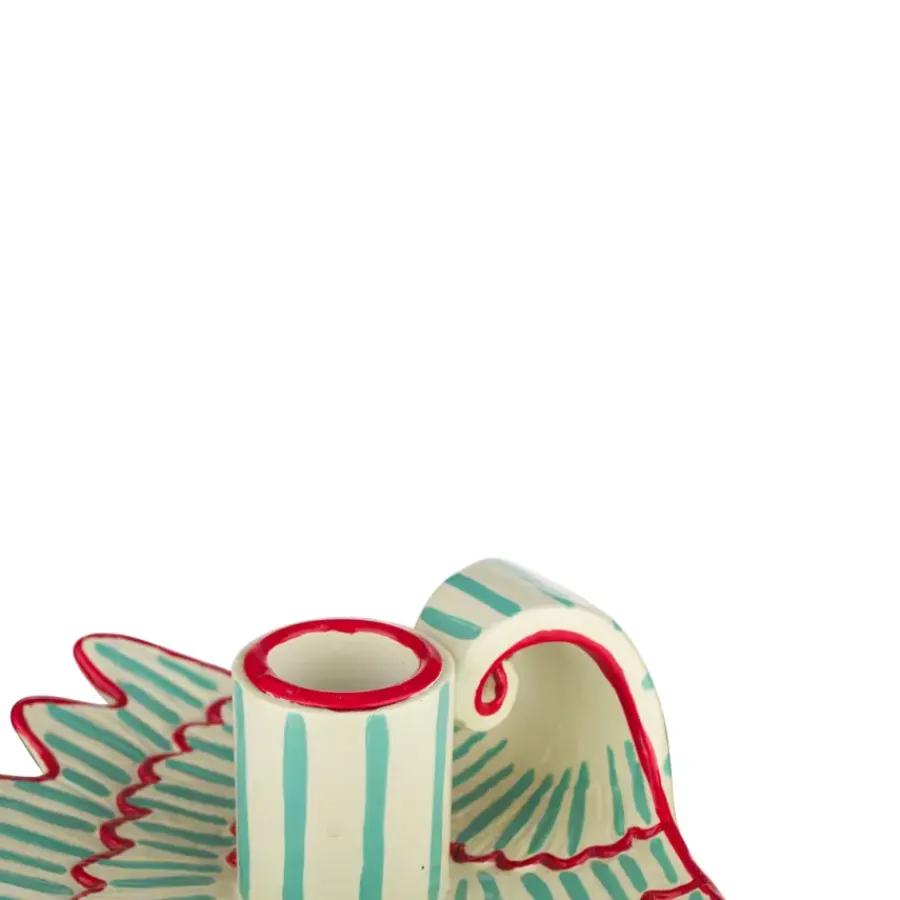 Geen Kandelaar schelp keramiek blauw/rood