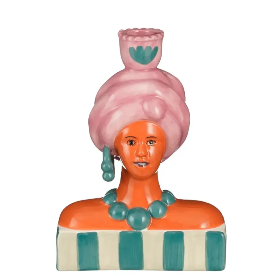Geen Kandelaar vrouw blauw - l15xb8xh21cm