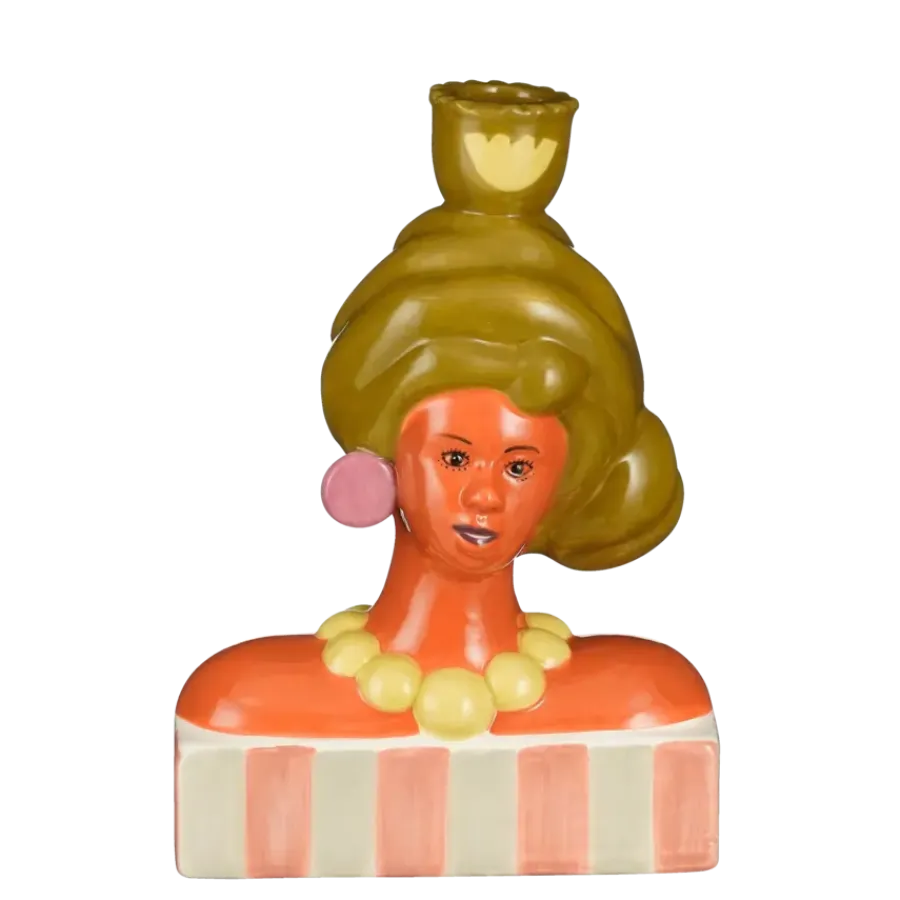 Geen Kandelaar vrouw roze - l15xb8xh21cm