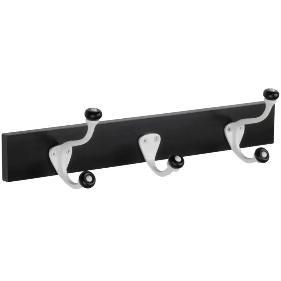 Geen Kapstok 3 haken Carlo zwart vuren 390 mm
