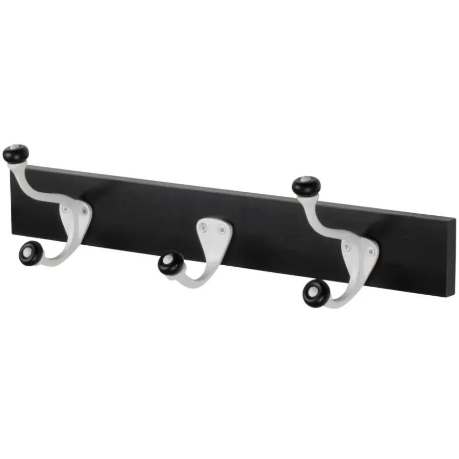 Geen Kapstok 3 haken Carlo zwart vuren 390 mm