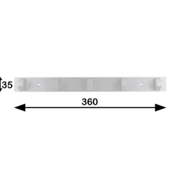 Geen Kapstok 5 haken Kristel aluminium 360 mm