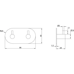Geen Kapstok 2 haken Milo zwart ijzer 95 mm 2 stuks