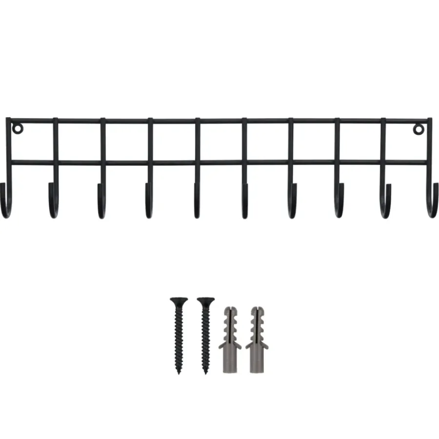 Geen Kapstok 10 haken Noor zwart ijzer 402 mm