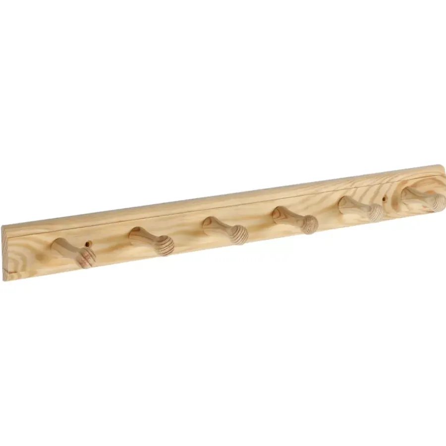 Geen Kapstok 6 haken Stef hout dennen 500 mm