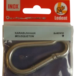 Ledent Karabijnhaak RVS 80 mm 1 stuk