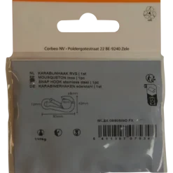 Ledent Karabijnhaak RVS 80 mm 1 stuk