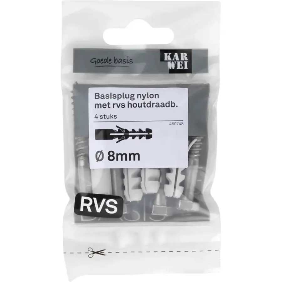 KARWEI Basisplug 8x40mm + hdb 6x40mm RVS 4ST