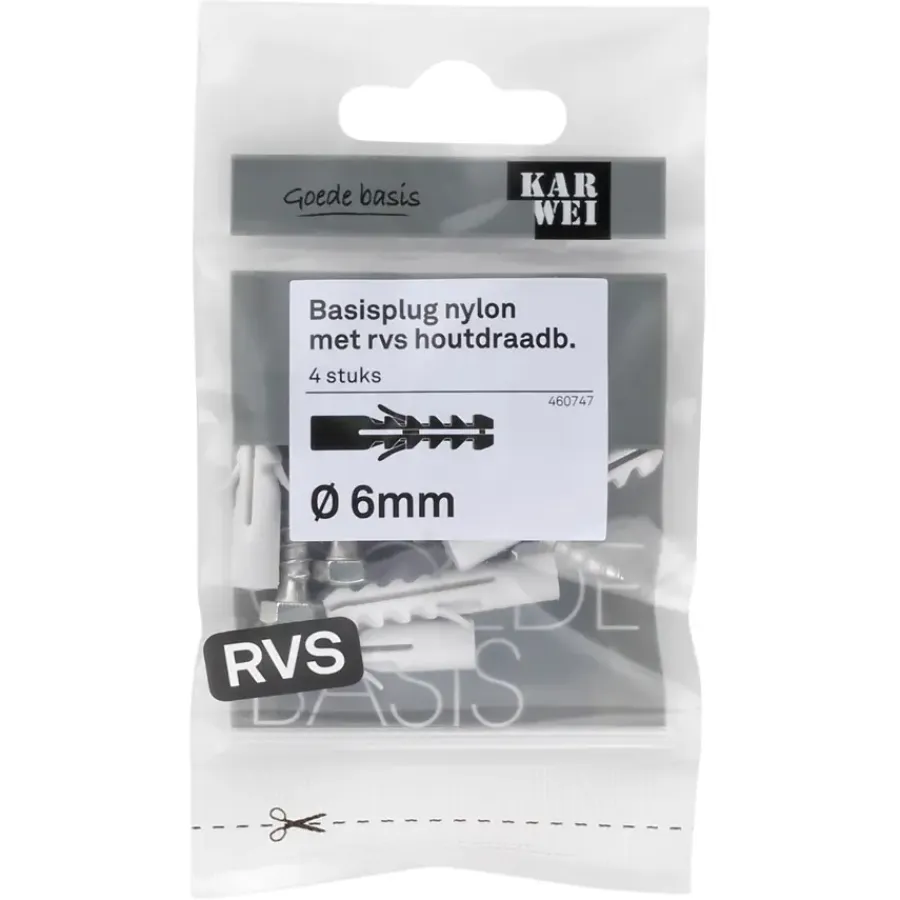 KARWEI Basisplug 6x30mm+hdb 5x35 RVS 4ST