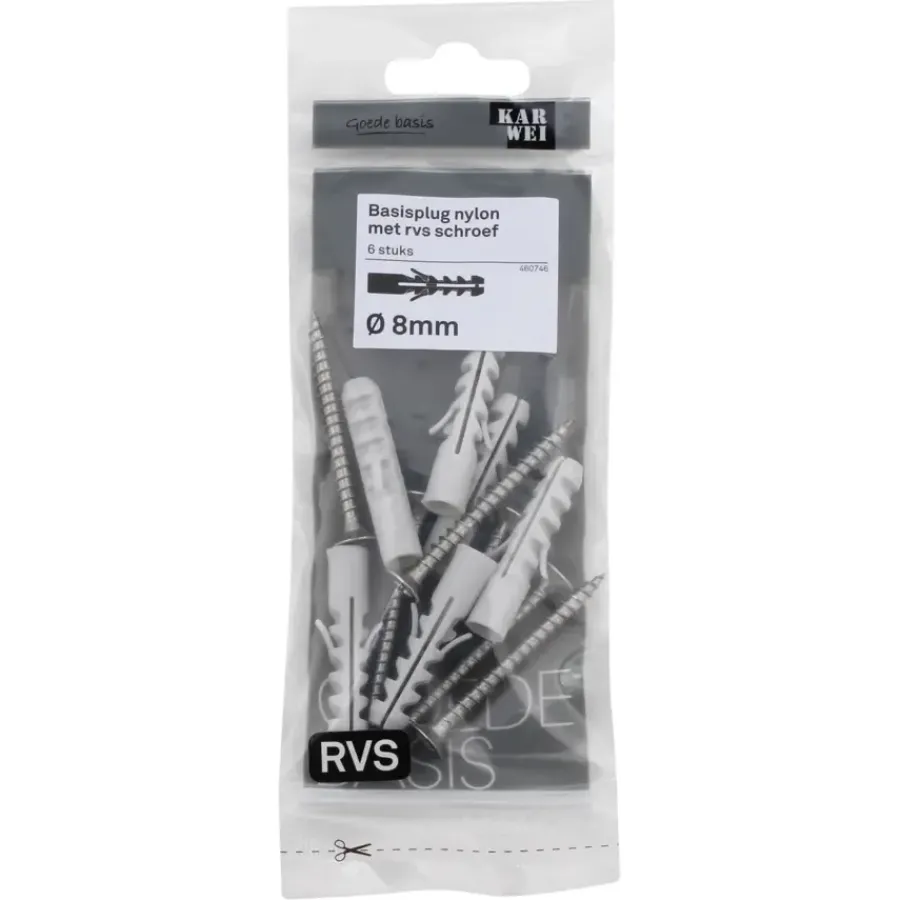 KARWEI Basisplug 8x40mm + uni 5x50mm RVS 6ST