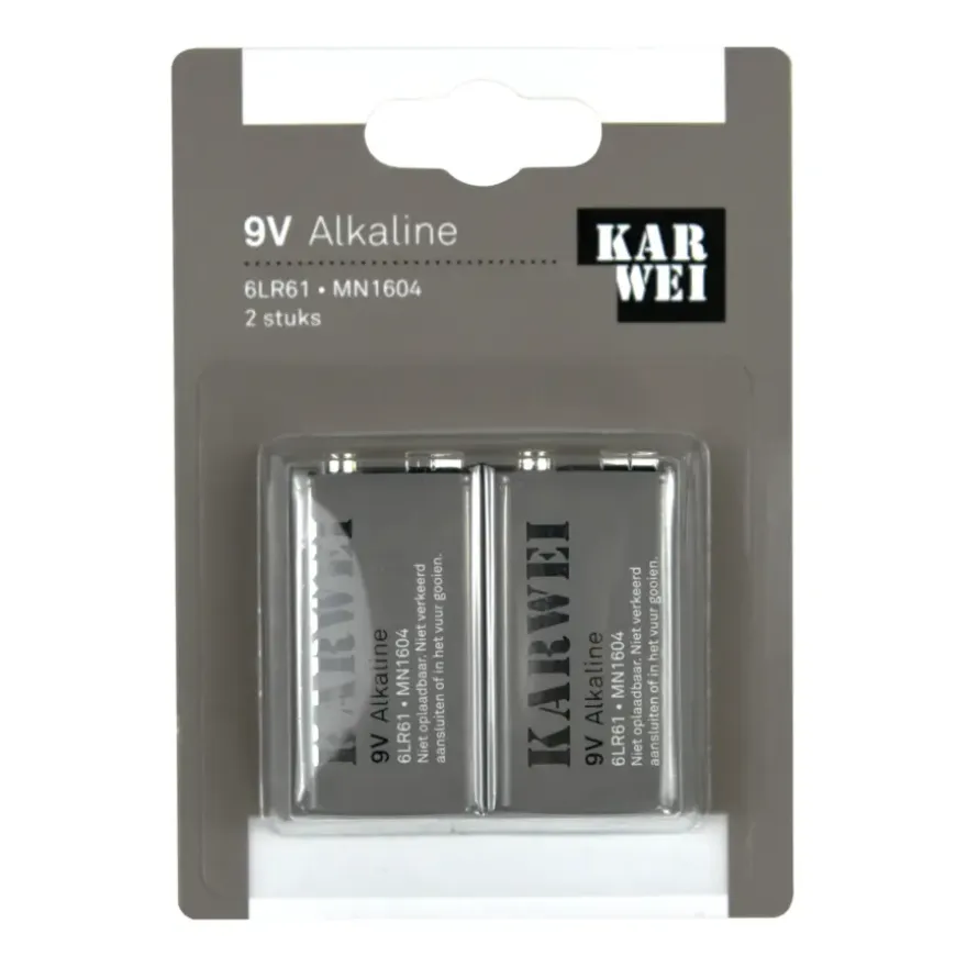 KARWEI Batterij Alkaline 9V 2 stuks