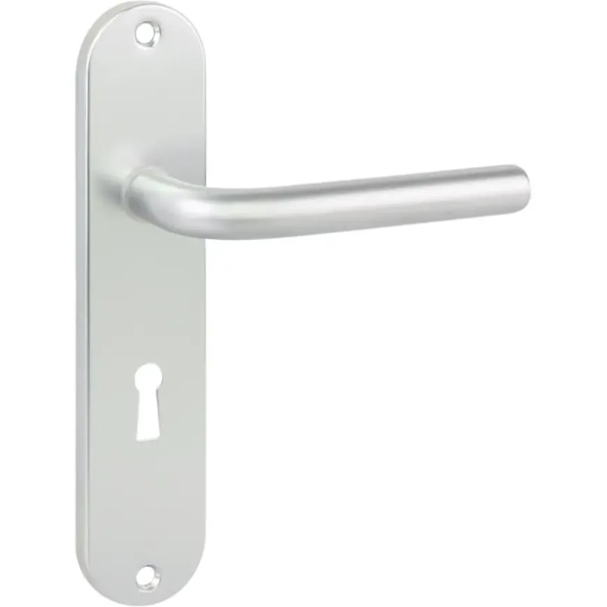 Karwei deurkruk set Abel ovaal schild sleutelgat 56 mm aluminium