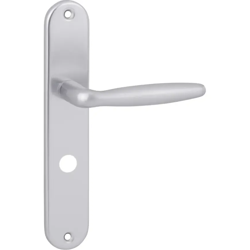 Karwei deurkruk set Antonio ovaal schild vrij-bezet sluiting 63/8 mm aluminium