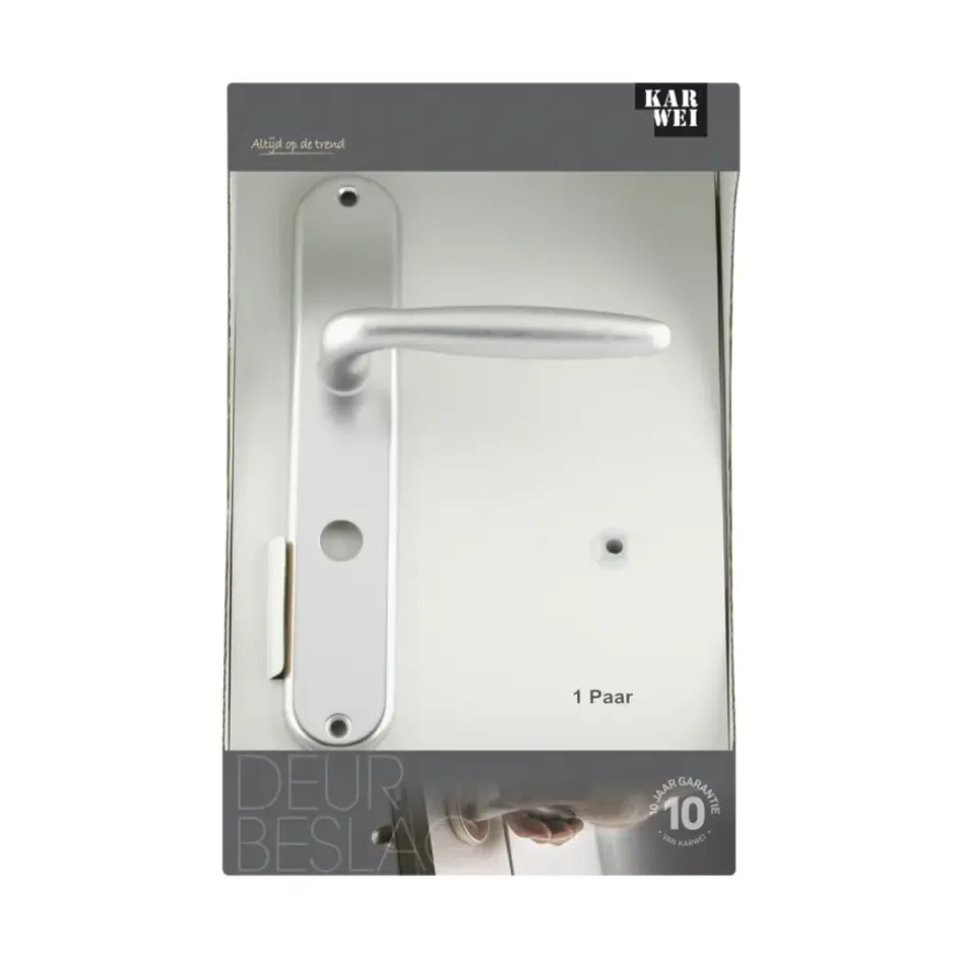 Karwei deurkruk set Antonio ovaal schild vrij-bezet sluiting 63/8 mm aluminium