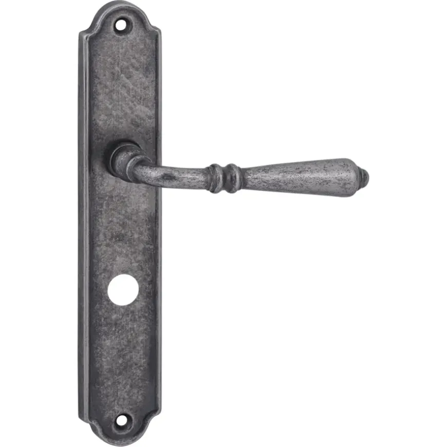 Karwei deurkruk set Bento ovaal schild vrij-bezet sluiting 63/8 mm tin look messing