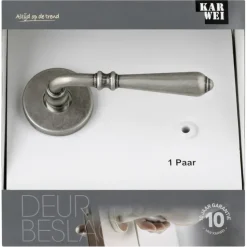 Karwei deurkruk set Bento rond rozet tin look messing