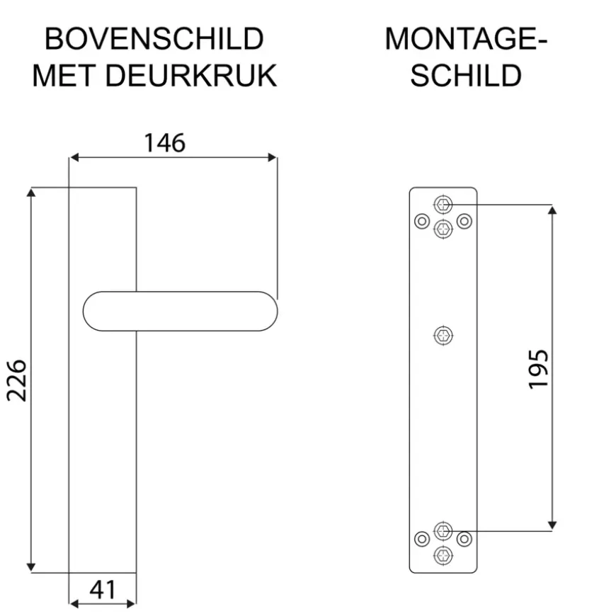 Karwei deurkruk set Chelsea recht blind schild zwart RVS