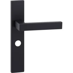 Karwei deurkruk set Chelsea recht schild vrij-bezet sluiting 63/8 mm zwart RVS