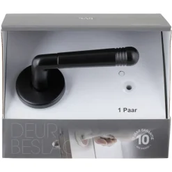 Karwei deurkruk set Danilo rond rozet zwart aluminium