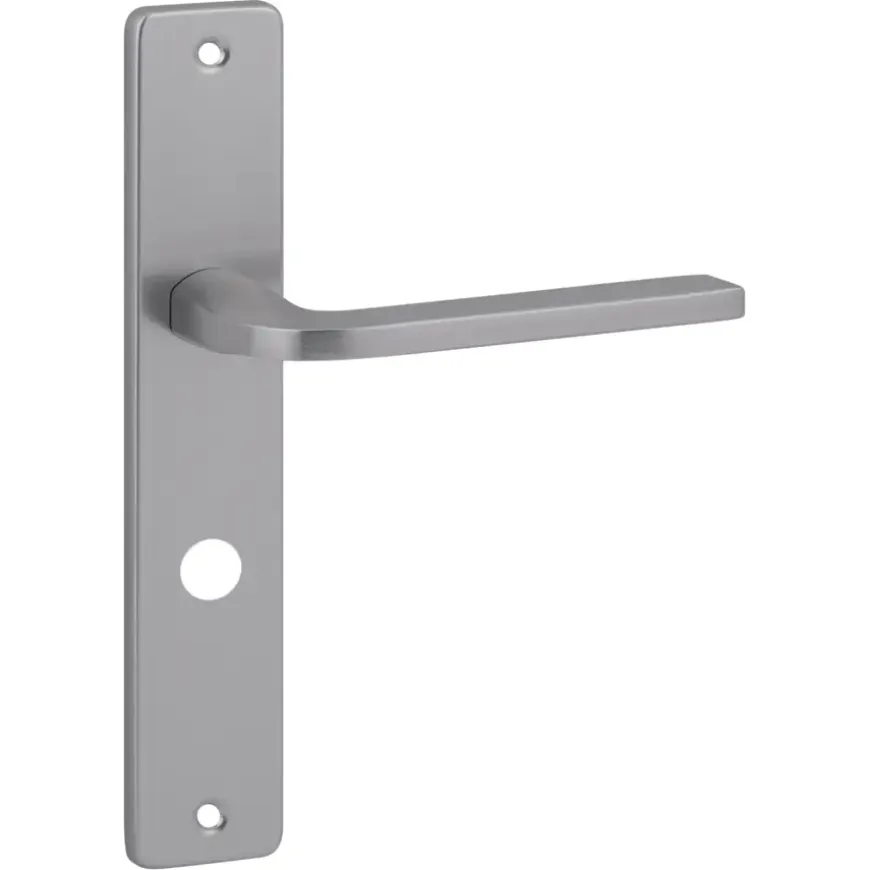 Karwei deurkruk set Enzo recht schild vrij-bezet sluiting 63/8 mm RVS look aluminium