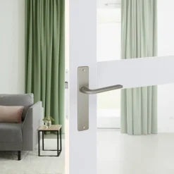 Karwei deurkruk set Enzo recht blind schild RVS look aluminium