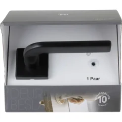 Karwei deurkruk set Enzo vierkant rozet zwart aluminium